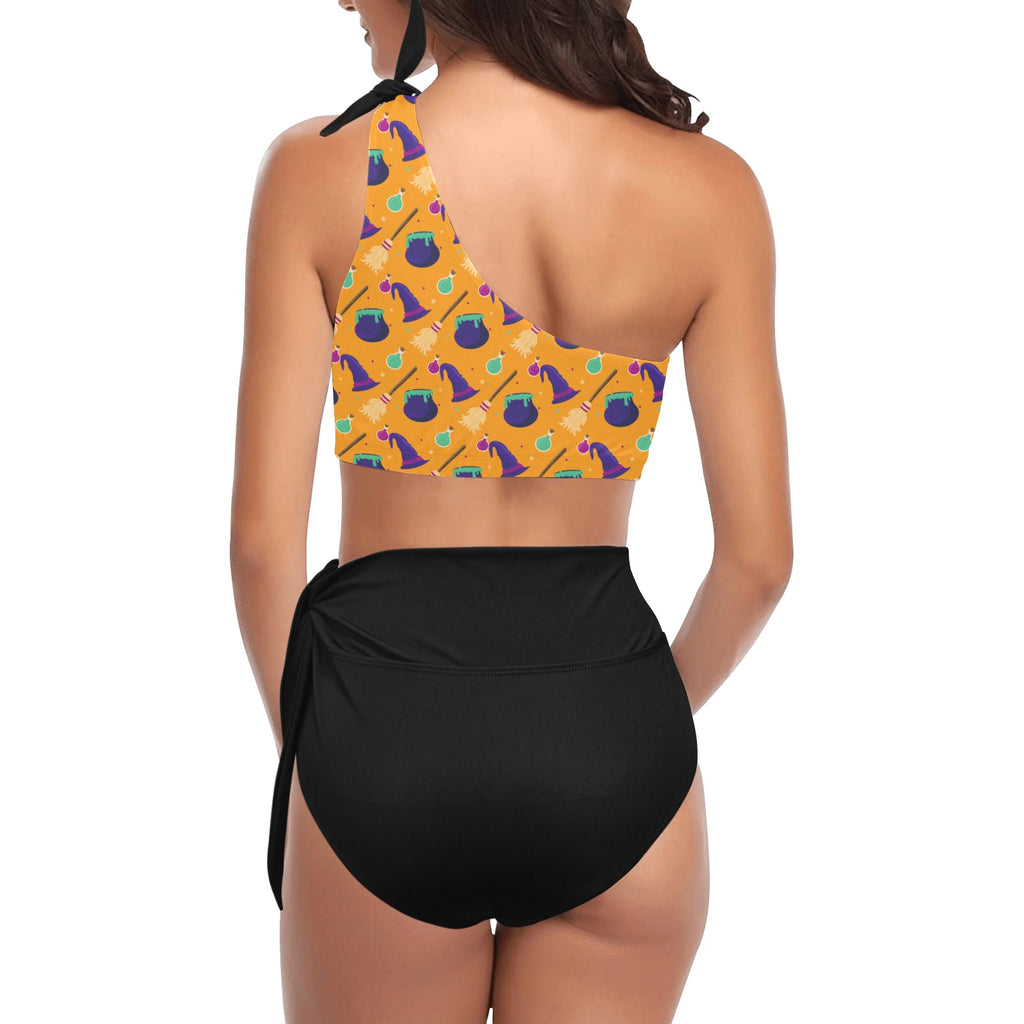 High Waisted One Shoulder Bikini Set (S16)