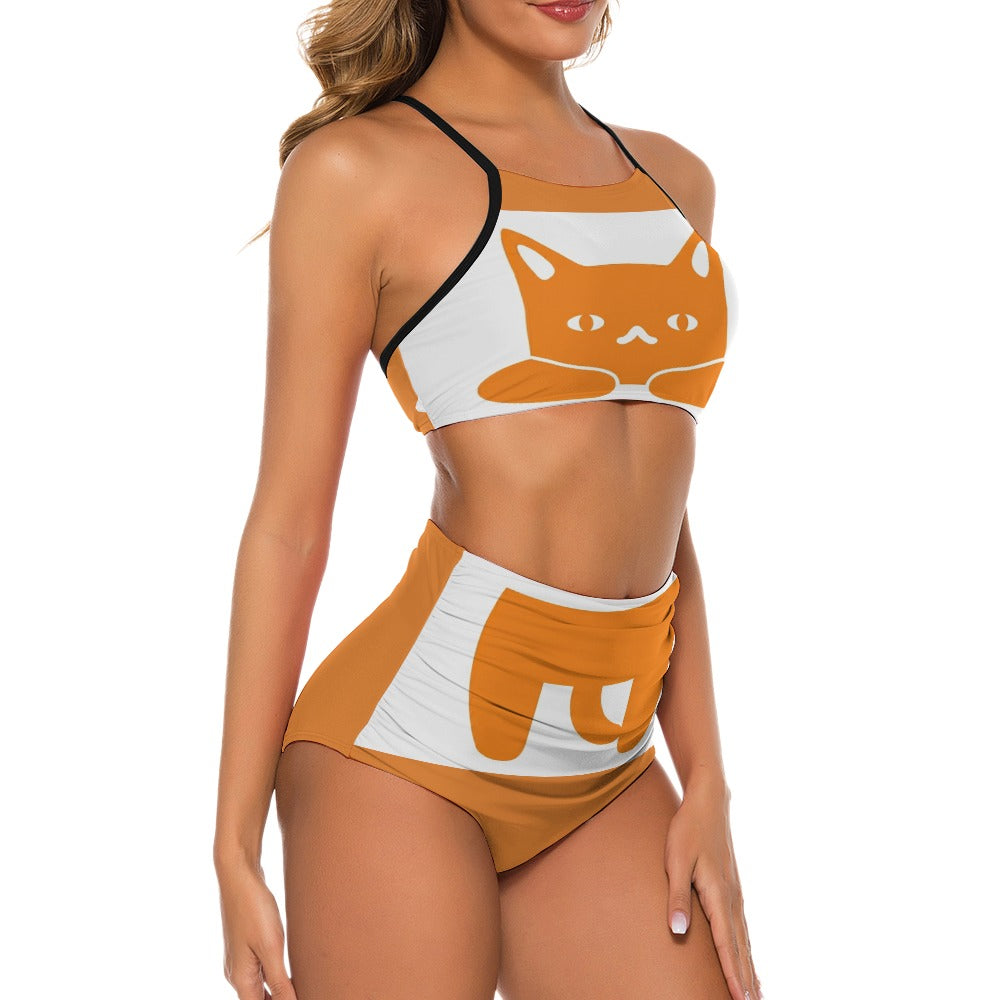 Cute Suspender Two Piece Bikini Swimsuit