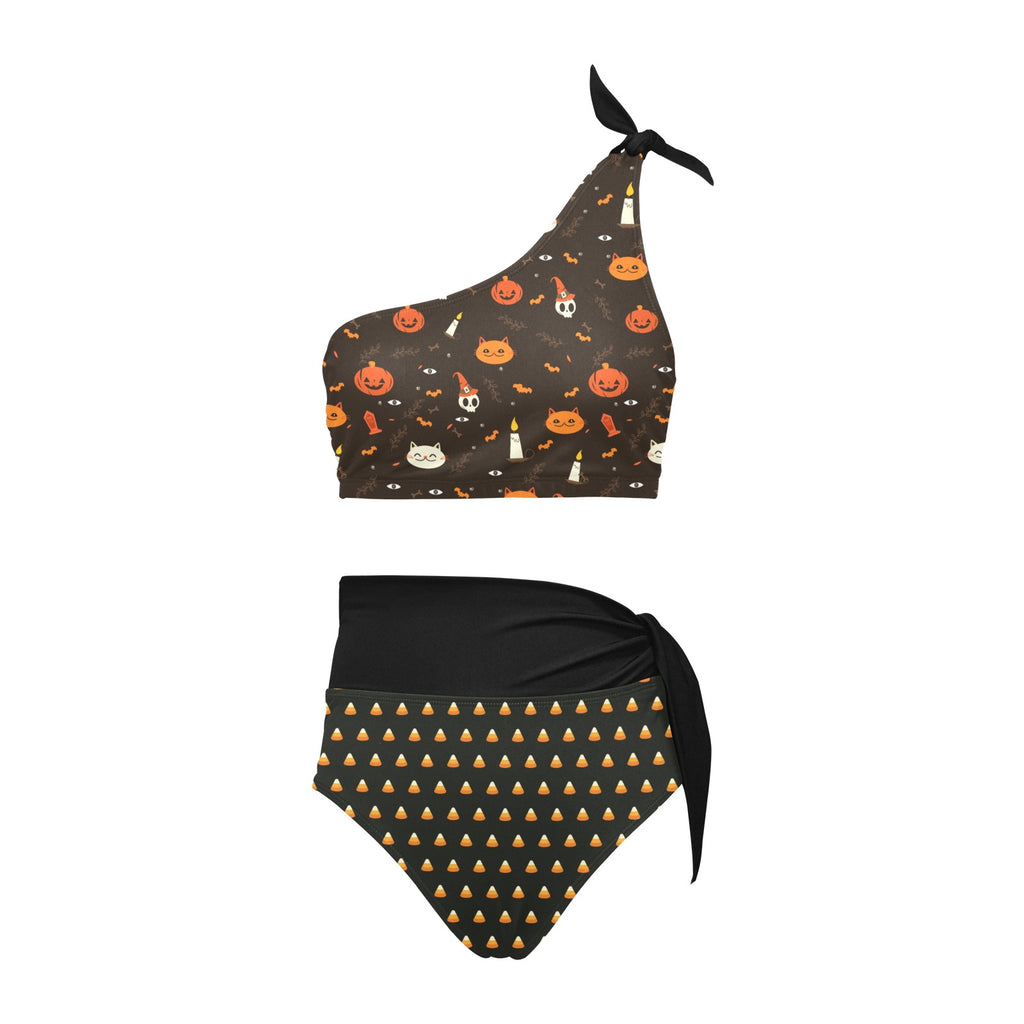 High Waisted One Shoulder Bikini Set (S16)